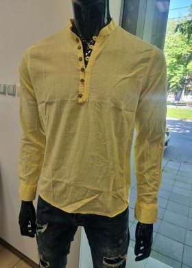 Риза лимонена с попска яка